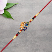 Artistic Mor Pankh Rakhi With Colorful Enamel And Traditional Thread thumbnail 2