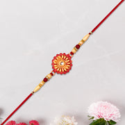 Floral Bead Rakhi With Central Stone thumbnail 1