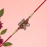 Trendy Wooden Rakhi For Brother  Coolest Bro Design With Sunglass Motif  Decorative Beads thumbnail 3