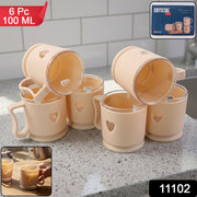 Elegant Heart Design Mini Tea  Coffee Mug Set (100ml 6 Pc) thumbnail 7