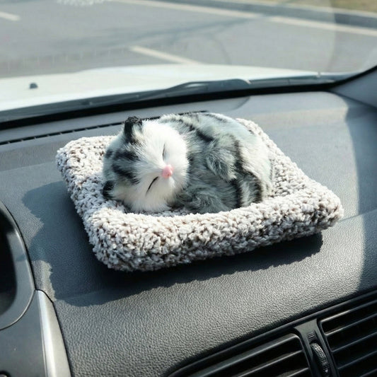Soft Plush Cute Closed-eye Cat Car Dashboard Showpiece Toy (1 Pc)