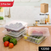 Plastic Food Storage Containers With Removable Drain Tray And Lid (3 Pcs Set) thumbnail 7