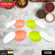 5558 Multipurpose Small Round Plastic Bowl  Katori With Lid Microwave Safe Reusable Lightweight Bowl Dishwasher Safe Chutney Bowl (4 Pcs Set) thumbnail 5
