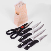 Kitchen Knife Set With Wooden Block And Scissors (5 Pcs Black) thumbnail 3