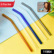 Reusable Glass Straws Clear Glass Drinking Straw (5 Pcs Set) thumbnail 6