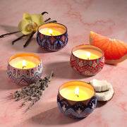 Premium Decorative Mandala Printed Metal Candle Container (4 Pc) thumbnail 4