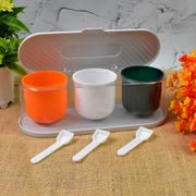 Home Kitchen 3 Grid Seasoning Spice  Masala Box Kit With Spoon (Multicolor  1 Set) thumbnail 1