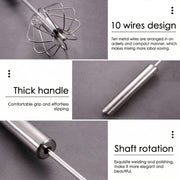 Stainless Steel Hand Push Rotary Whisk (1 Pc 29 Cm) thumbnail 5