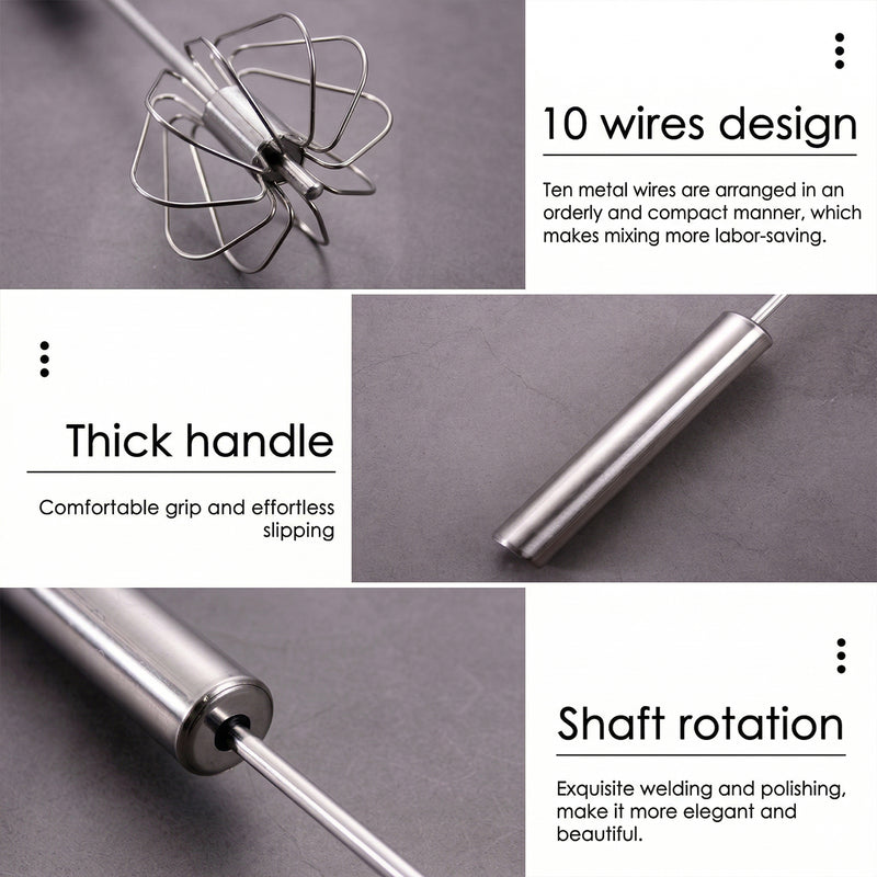Stainless Steel Hand Push Rotary Whisk (1 Pc 29 Cm)