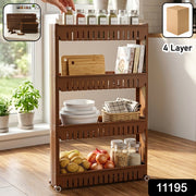 Multipurpose Plastic 4 Layer Storage Rack With Wheels thumbnail 7