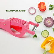 Plastic 2 In 1 Vegetable  Fruit Multi Cutter 5 Blade Vegetable Cutter With Peeler (1 Pc  Multicolor) thumbnail 2