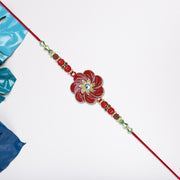 Red Floral Designer Rakhi thumbnail 3