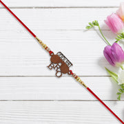 Trendy Wooden Rakhi For Brother  Coolest Bro Design With Sunglass Motif  Decorative Beads thumbnail 2