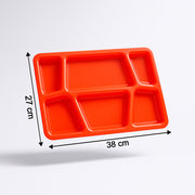 Plastic Multi-compartment Rectangular Meal Serving Tray  Plate (1 Pc  Red) thumbnail 2