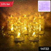 Led Crystal Effect Flameless Candle Light Set (5 Pc) thumbnail 7