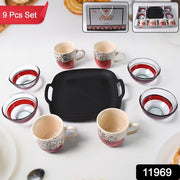 Healthy Choice Set Of 4pc Ceramic Cup And 4pc Glass Bowl With Plastic Plate (9 Pcs Set) thumbnail 4