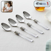 Premium Stainless Steel Dessert Spoon With Plastic Handle Set (4 Pc Set) thumbnail 1