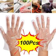 0670 Plastic Transparent Disposable Clear Gloves (White) (100pc) thumbnail 1