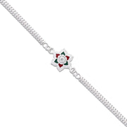 Silver Lotus Rakhi With Red-green Enamel  Chain Strap thumbnail 1