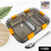 Stainless Steel Lunch Box 2 Section Lunch Box With Spoon thumbnail 4