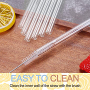 Plastic Reusable Glass Straws Clear Glass Drinking Straw 5pc thumbnail 1