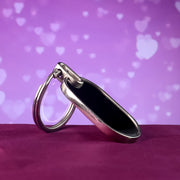 Elegant Black  Silver Oval Metal Keychain (1 Pc) thumbnail 6