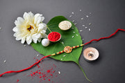 Sacred Kalash Design Rakhi With Embellished Beads And Red Thread thumbnail 2