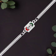 Trendy Geometric Rakhi With Linked Ring Design And Polished Chain thumbnail 3