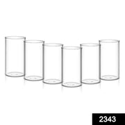 2343 Heavy Unbreakable Stylish Plastic Clear Look Fully Transparent Glasses Set 330ml (6pcs) thumbnail 7