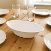 Plastic Marin Serving Bowl  Elegant Oval Deep Bowl (1 Pc  White) thumbnail 2