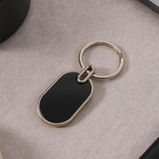 Elegant Black  Silver Oval Metal Keychain (1 Pc) thumbnail 2