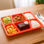 Plastic Multi-compartment Rectangular Meal Serving Tray  Plate (1 Pc  Red) thumbnail 4