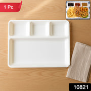 Plastic 4-compartment Rectangular Meal Serving Tray  Plate (1 Pc  White) thumbnail 7