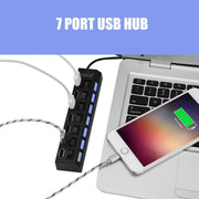 6994 Usb Splitter Multi Port Usb 2.0 Hub 7 Port With Independent Onoff Switch And Led Indicators Usb A Port Data Hub Suitable For Pc Computer Keyboard Laptop Mobile Hdd Flash Drive Camera Etc thumbnail 5