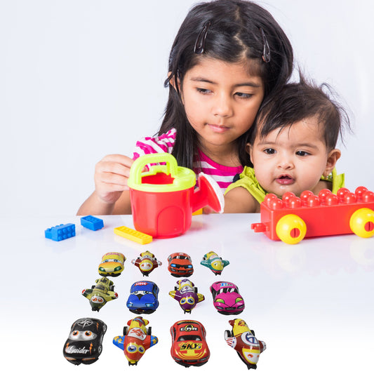 Mini Pull Back Car  Aeroplane Pvc Plastic Pull Back Car Cartoon Toys (12 Pcs Set)