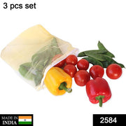 2584 Fridge Bags For Fruits And Vegetables With Zip Net (Multicolour) thumbnail 7