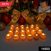 Christmas Premium Glitter Led Tealight Candles  Flameless Decorative Lights (24 Pc Set) thumbnail 5