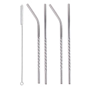 579 Set Of 4 Stainless Steel Straws  Brush (2 Straight Straws 2 Bent Straws 1 Brush) thumbnail 1