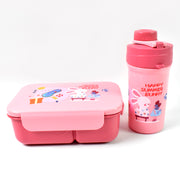 Plastic Lunch Box Leak Proof 2 Compartment With Bottle And Fork (1 Set  Mix Color) thumbnail 3