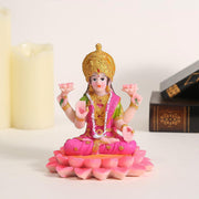Beautiful Decorative Lakshmi Mata Idol Sitting On Lotus (1 Pc) thumbnail 3