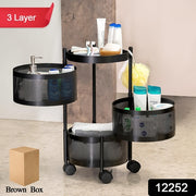 Metal Round High Quality Kitchen Trolley With Wheels (3 Layer  1 Pc) thumbnail 7