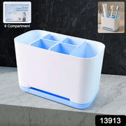 6 Compartment Multi Purpose Organizer Toothbrush Holder Stand Plastic Caddy (1 Pc) thumbnail 6