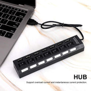 6994 Usb Splitter Multi Port Usb 2.0 Hub 7 Port With Independent Onoff Switch And Led Indicators Usb A Port Data Hub Suitable For Pc Computer Keyboard Laptop Mobile Hdd Flash Drive Camera Etc thumbnail 6