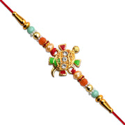 Tortoise Design Rakhi With Stones  Colorful Beads thumbnail 1