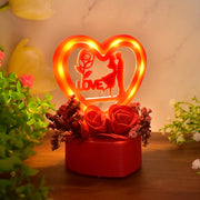 Romantic Heart-shaped Love Couple Decorative Showpiece With Rose Base (1 Pc) thumbnail 2