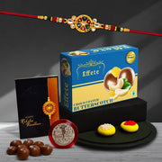 Rakhi For Brother Set Of 1 With Chocolate Butter Scotch 32gm Pooja Coin With Greeting Card (K1_532_bs32) thumbnail 1