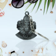 Lord Ganesha Sitting Design Silver Keychain (1 Pc) thumbnail 4