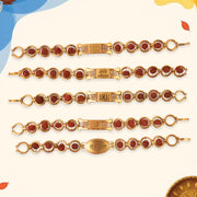 Gold Plated Designer Circular Bead Bracelet Rakhi For Brother (Mix Design  1 Pc) thumbnail 5