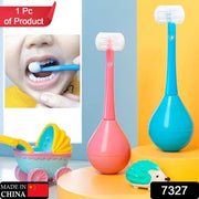 7327 Toddler Toothbrush - Soft Bristle Toothbrush - 3-sided Training Toothbrush With Silicone Head Inverted Cleaning Toothbrush For Aged 2-12 Childrens Cleaning (1 Pc) thumbnail 6