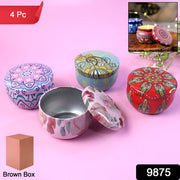 Premium Decorative Mandala Printed Metal Candle Container (4 Pc) thumbnail 7